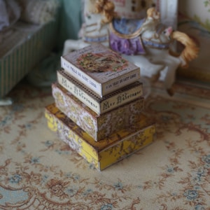 NEW***Dollhouse four Shabby Distressed hard boxes . 1:12 Miniature old storage boxes for Dollhouse.