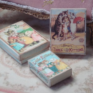 Three Vintage *Three Little Kittens* boxes for Dollhouses. 1:12 Dollhouse Miniature boxes.