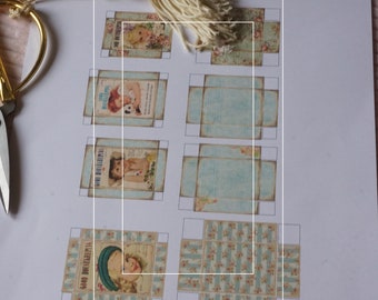 PDF** DESCARGAR Conjunto de cajas Stripes Shabby. 1:12 Conjunto en miniatura de casas de muñecas con cajas y bolsos. Libros en miniatura a escala 1-6 imprimibles en casa.
