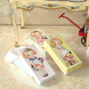 Dollhouse Three Assambled Dolly boxes. 1:12 Miniature bags for dollhouses.
