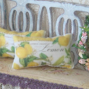 Dollhouse Vintage Lemon Pillow. 1:12  Miniature pillow for dollhouses.