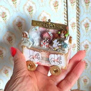 OOAK***Carrousel vagon with toys and dolls. 1:12 Miniature dolls toys dollhouse collector.