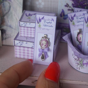 NEW**Dollhouse lavender romantic mirror . 1:12 Miniature bath complements for dollhouses. Perfumery dollhouse miniature.