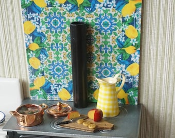 NEW**Dollhouse wall-floor Tile panel European style kitchen panel. 1:12 Dollhouse Shabby vintage decor dollhouse painting.