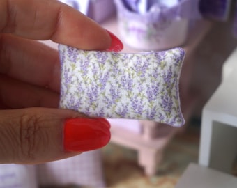 NEW**Dollhouse lavender style pillow. 1:12 dollhouse miniature cushion. Lavender collection dollhouse decor shabby french style.