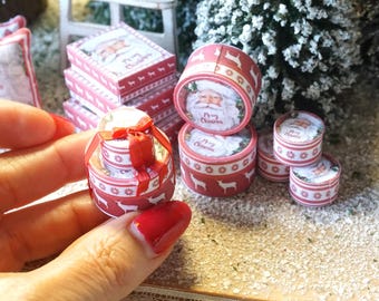 NEW**Dollhouse Santas Christmas gifts boxes collection. 1:12 boxes dollhouse miniature christmas decor dolls collectors.