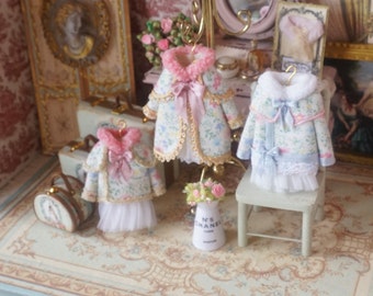 NEW**Dollhouse Miniature Lillte girl coat on hang. 1:12 Dollhouse Miniature clothing for children.