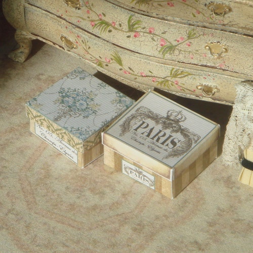 NEW Two Shabby Storage Boxes. 112 Miniature Assambled Etsy