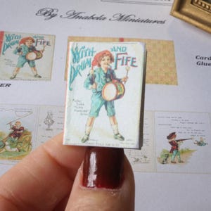 PDF- Dollhouse With Drum and Fife  book- 1:12 Digital  dollhouse Miniature books, boxes, bags, covers downloads.  Yourself book printies.