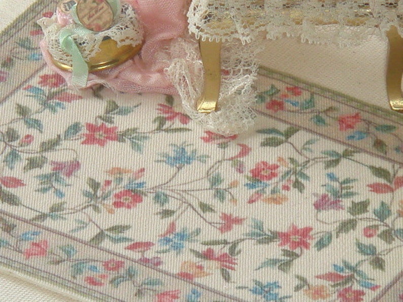 Miniature Rug Patterns Dollhouse Flowers Rug. 1:12 Dollhouse Miniature Rugs With Dense Fringle ...