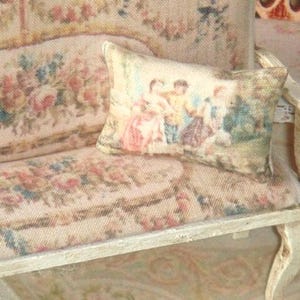 Dollhouse Aubusson style pillow. 1:12 dollhouse miniature cushion.