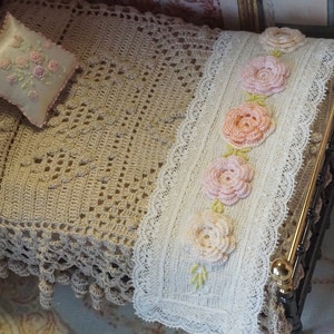 Dollhouse Miniature Crochet Bedspread/ Half Top Blanket Hand Made ...
