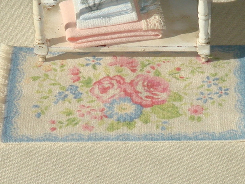 SHABBY Dollhouse rug. 1:12 Dollhouse miniature rugs. 13 X 7cms image 1