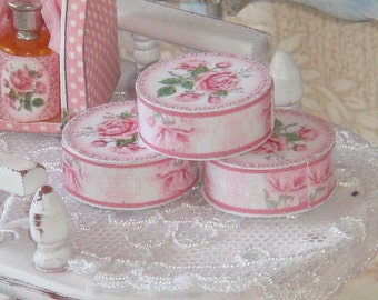 Dollhouse Cream Tins-Roses Fragance Collection. 1:12 Miniature Collection for Dollhouses.