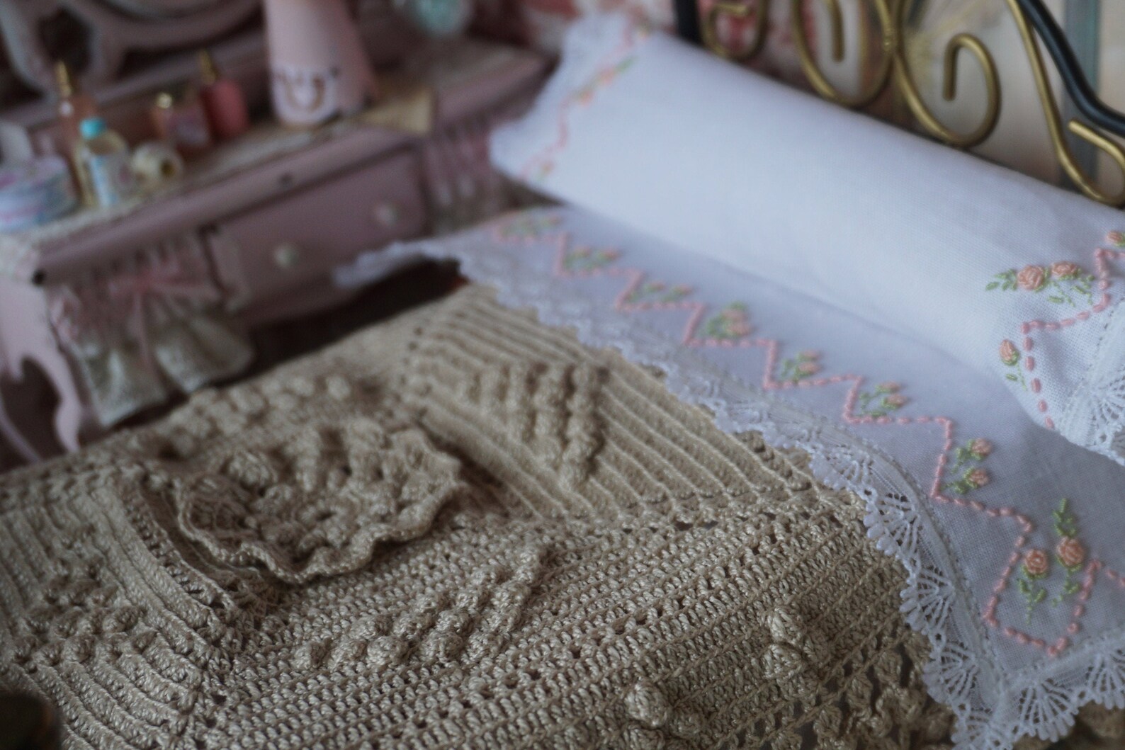 Ooakdollhouse Cotton Hand Embroidered Sheets.112 Bedlinen Etsy