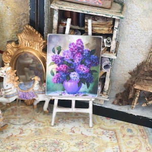 NIEUW**Bloemenfoto poppenhuis. Shabby vintage bloemenpaneel. 1:12 poppenhuispanelen. Poppenhuis Shabby vintage decor poppenhuis schilderij.