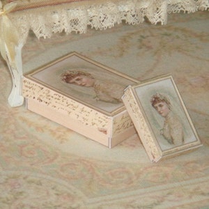 Two Vintage Wedding boxes. 1:12 dollhouse miniature boxes.