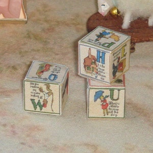 Dollhouse wood alphabet children blocks . 1:12 miniature children toys.