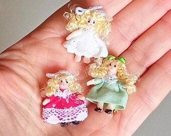 Dollhouse tiny cute Dolls 1:12 miniature children toys for Dollhouses. Dolls for collection. Miniature art dolls.