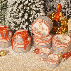 NEW**Dollhouse Vintage Christmas gifts boxes collection. 1:12 boxes dollhouse miniature christmas decor dolls collectors.