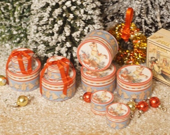 NEW**Dollhouse Vintage Christmas gifts boxes collection. 1:12 boxes dollhouse miniature christmas decor dolls collectors.