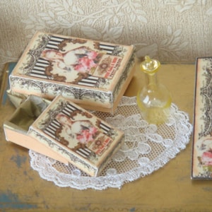 Dollhouse Two Gold Elegance boxes. 1:12 Miniature Storage boxes for Dollhouse.