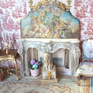 NIEUW**Antiek brocante paneel poppenhuis. 1:12 poppenhuisminiatuur wandpaneel in Franse stijl. Wanddecoratie poppenhuis in Franse stijl. Rococo-poppenhuis