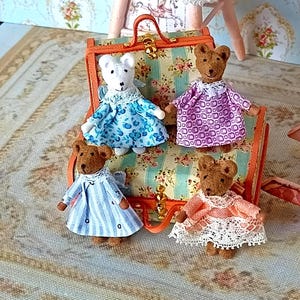 1:12 Dollhouse Miniature dressed bear-rabbit. Dollhouseminiature children toys for Dollhouses. Dolls for collection. Miniature art dolls.