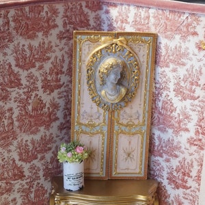 NIEUW**Wandpaneel in brocante stijl met poppenhuis. 1:12 poppenhuis miniatuur Frans wandpaneel. Wanddecoratie poppenhuis in Franse stijl. Rococo-poppenhuis