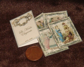 Dollhouse miniature fashion folder. 1:12 Mini folder plates fashion sewing room complements mini collectors.