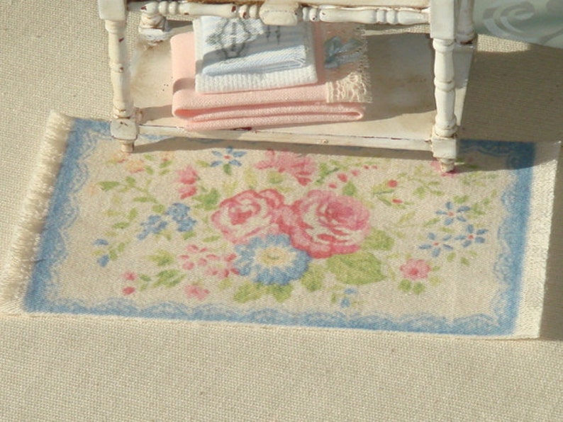 SHABBY Dollhouse rug. 1:12 Dollhouse miniature rugs. 13 X 7cms image 2