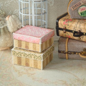 Dollhouse Two antique hard boxes. 1:12 Miniature old storage boxes for Dollhouse.
