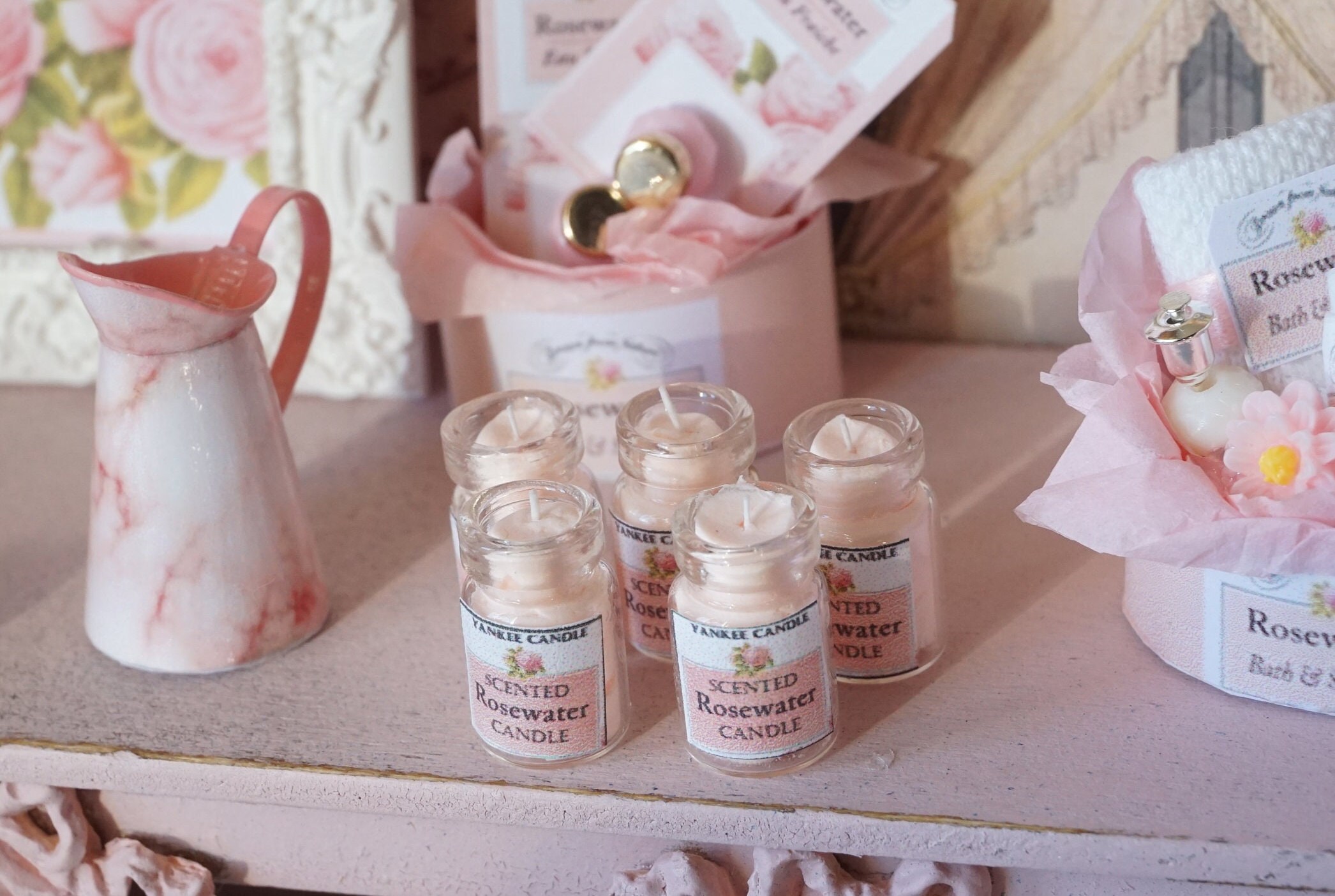 Newdollhouse Rosewater Candle. 1 12 Miniature Bath Complements for