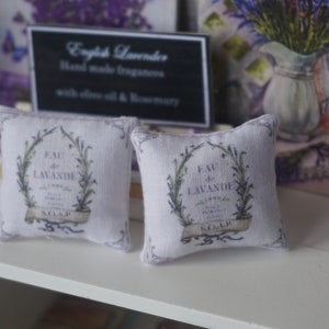 NEW**Dollhouse lavender style pillow. 1:12 dollhouse miniature cushion. Lavender collection dollhouse decor shabby french style.