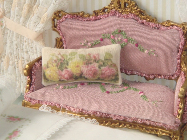 Dollhouse Roses Pillow. 112 Dollhouse Miniature Pillow. Etsy