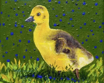 GOSLING- portrait - 4x4 Original - Hand painted - Signed - FREE Shipping