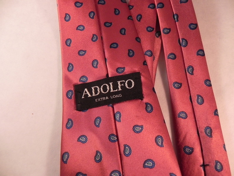 Vintage Mans Necktie Dusty Rose with Small Paisley Prints by Designer Adolfo