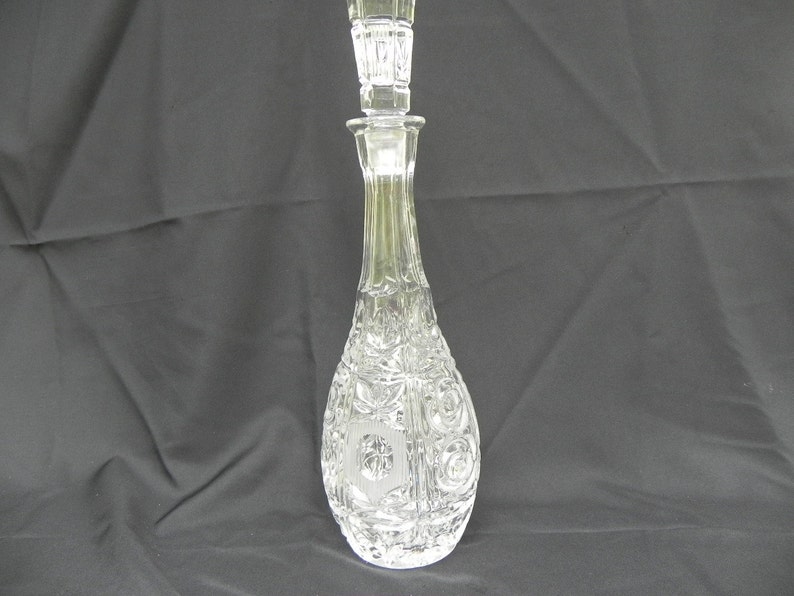 Vintage Wine Decanter Crystal With Original Stopper Frosted Etsy