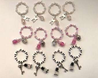 wine glass charms set of 4 various designs n colours