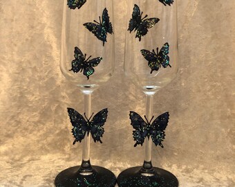 champagne glasses hand painted