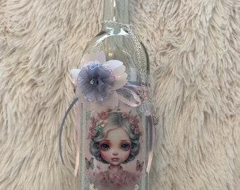 whimsical butterfly girl wine bottle light