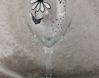 wine glass hand painted