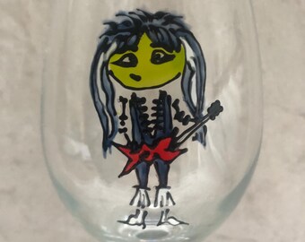 blackie lawless w.a.s.p. wine glass hand painted