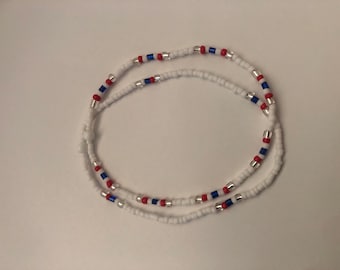 wakefield trinity inspired set of 2 bracelts in red white & blue