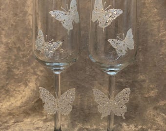 champagne glasses hand painted