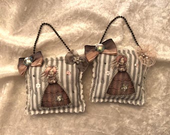 pretty cat lady and cat hanging decoration santoro mirabelle design