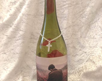 remembrance day soldier poppy field wine bottle light