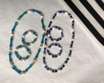 personalised made to order in colours of your choice bracelet and toe ring/ring set