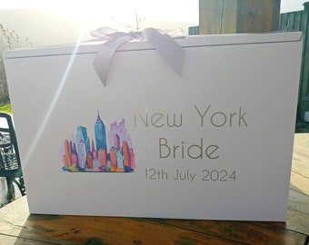 Boîte de robe de mariée Boîte de mariée New York Bride Personnalisé Mariée bagage à main pour mariage à destination 55 x 36 x 20 m cms EXPÉDITION LE JOUR SUIVANT