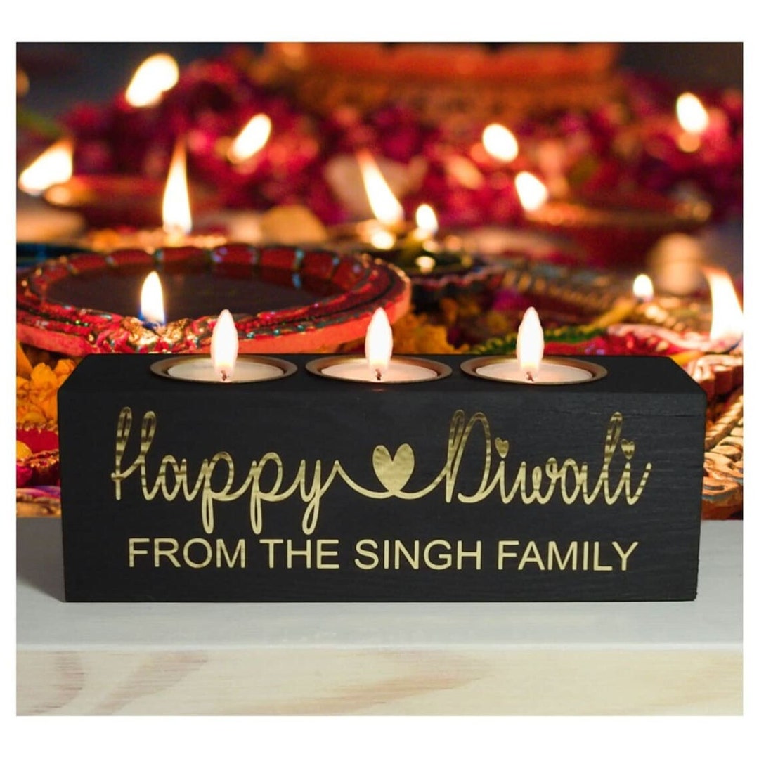 Diwali Divali Personalised Tea Light Candle Holder Solid Etsy